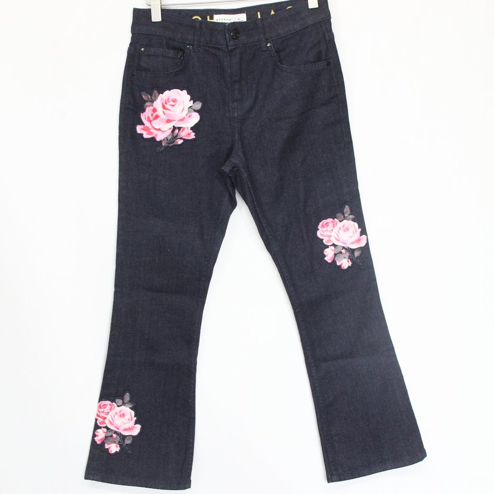 Kate Spade Broome Street Flare Jeans NEW Women sz 25 Dark rinse floral